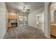 Comfortable bedroom featuring a ceiling fan, plush carpeting, and sliding glass doors at 29606 N Tatum N Blvd # 265, Cave Creek, AZ 85331