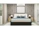 Contemporary bedroom with modern furnishings, a plush bed, and textured accent wall for a cozy ambiance at 9532 W Pinchot Ave, Phoenix, AZ 85037