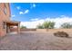 Covered patio and view of the large gravel backyard with trees at 18774 N Ibis Way, Maricopa, AZ 85138