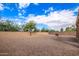 Spacious gravel backyard with trees and a block fence at 18774 N Ibis Way, Maricopa, AZ 85138