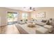 Cozy living room with modern decor, stylish furniture, and sliding glass doors to a patio at 18774 N Ibis Way, Maricopa, AZ 85138