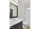 Bathroom with a single sink vanity, bathtub and shower combination, and light tile flooring at 1380 W Angus Rd, San Tan Valley, AZ 85143