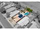Aerial view of property showcasing the in-ground pool, gazebo, covered patio, and solar panels at 316 W Kelton Ln, Phoenix, AZ 85023