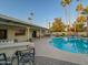 Backyard features a built-in bar area, swimming pool, and covered patio for seamless indoor-outdoor entertainment at 6639 E Pershing Ave, Scottsdale, AZ 85254