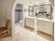 Spa-like bathroom with dual vanities, modern fixtures, and a walk-in shower at 6639 E Pershing Ave, Scottsdale, AZ 85254