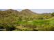 Lush green golf course nestled in a desert landscape with scenic mountain views and mature cacti at 17929 W Estes Way, Goodyear, AZ 85338