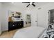 Relaxing primary bedroom features hardwood floors and modern design at 7710 E Gainey Ranch E Rd # 115, Scottsdale, AZ 85258