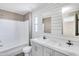 Bright bathroom with dual sinks, modern fixtures, and a clean, minimalist design at 320 E Mckellips Rd # 195, Mesa, AZ 85201