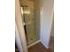 Glass-enclosed shower stall with tile surround and overhead shower head at 12041 W Carlota Ln, Sun City, AZ 85373