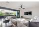 Bright living area with a comfortable sectional sofa and large sliding glass doors leading to a patio at 4544 N Evans Dr, Scottsdale, AZ 85251