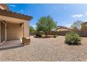 Spacious backyard with gravel and a mature tree at 42459 W Paseo Dr, Maricopa, AZ 85138
