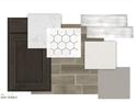 Showcasing flooring, cabinetry, countertops and tile samples for kitchen or bathroom design at 17993 W Long Lake Rd, Goodyear, AZ 85338