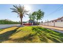 Lush backyard showcasing a well-maintained lawn, mature trees, and a glimpse of the home's exterior at 322 N 11Th Pl, Phoenix, AZ 85006