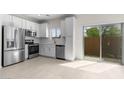 Bright, modern kitchen with stainless steel appliances and a sliding glass door at 7453 S 75Th Dr, Laveen, AZ 85339