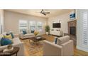 Bright living room with fireplace and hardwood floors at 21320 N 56Th St # 2159, Phoenix, AZ 85054