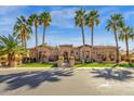 Expansive desert home with lush landscaping and tall palm trees on a sunny day at 4301 E Taurus Pl, Chandler, AZ 85249