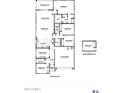 Detailed first floor plan showing layout with a great room, kitchen, bedrooms, and a two-car garage at 8391 W Mantle Way, Florence, AZ 85132