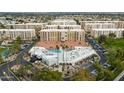 Aerial view of community pool and surrounding buildings at 7940 E Camelback Rd # 404, Scottsdale, AZ 85251