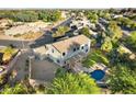 Aerial view of the house, highlighting the backyard pool and patio at 1021 E Mead Dr, Chandler, AZ 85249