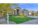 Inviting single-story home with lush green lawn, desert landscaping, and welcoming entrance at 957 E Cedar Dr, Chandler, AZ 85249