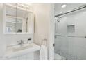 Clean bathroom with a single sink vanity and a shower/tub combo at 4540 N 44Th St # 41, Phoenix, AZ 85018