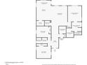 One-story home floor plan featuring two guest rooms, a spacious living room, and primary suite with two bathrooms at 16140 W Almeria Rd, Goodyear, AZ 85395
