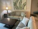 Comfortable living room featuring a neutral sofa, modern coffee table, and stylish wall art at 9708 E Via Linda -- # 2322, Scottsdale, AZ 85258