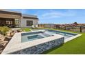 Amazing backyard pool and spa showcasing modern design and desert views from the home at 15214 N Elena Dr, Fountain Hills, AZ 85268
