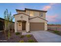 Two-story house with brown garage door and landscaping at 13183 N 145Th Ln, Surprise, AZ 85379