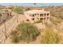 Aerial view of two story home with mountain views at 15414 E Westridge Dr, Fountain Hills, AZ 85268