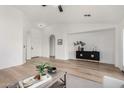 Bright living room with light hardwood floors and modern furniture at 3718 E Elmington Cir, San Tan Valley, AZ 85140