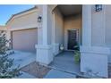 Front porch entryway with a security door and potted plants at 10421 E Cliffrose Ln, Florence, AZ 85132