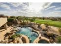 Luxury pool with a spa and mountain views at 12308 N 119Th St, Scottsdale, AZ 85259