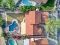 Aerial view of home with pool and surrounding landscape at 10555 E Bella Vista Dr, Scottsdale, AZ 85258