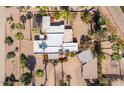 Aerial view showing house layout, landscaping, and surrounding area at 3801 N 64Th St, Scottsdale, AZ 85251