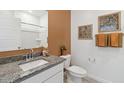 Clean bathroom with granite countertop and shower/tub combo at 1649 N Fenway Dr, Florence, AZ 85132