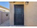 Black metal security door with a glass insert, enhancing curb appeal at 18509 N Toya St, Maricopa, AZ 85138