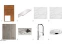 Selection of interior finishes including wood cabinets, quartz countertop and flooring at 24642 N 123Rd Pl # 114, Scottsdale, AZ 85255