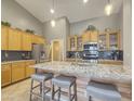 Kitchen boasts granite countertops, wood cabinets, and stainless steel appliances at 14335 W Country Gables Dr, Surprise, AZ 85379