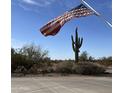 Desert landscape featuring a majestic saguaro cactus with the American flag waving above at 17844 E Pacana Ct, Gold Canyon, AZ 85118