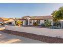 Single-story home with a brown garage door and landscaped yard at 10811 E Contessa St, Mesa, AZ 85207