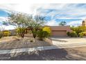 House exterior with a two-car garage and mature desert landscaping at 11686 N Spotted Horse Way, Fountain Hills, AZ 85268