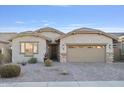 Tan colored house with a two car garage and mature landscaping at 28210 N Gedona Way, San Tan Valley, AZ 85143