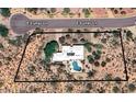 Aerial view of a home with a pool and large lot at 16837 E Lunar Ln, Fountain Hills, AZ 85268