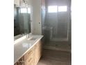 Spa-like bathroom with double vanity and large shower at 35810 E Montello Pl, Scottsdale, AZ 85262