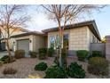 Light-colored brick home with a two-car garage and mature trees at 12808 N 144Th Dr, Surprise, AZ 85379