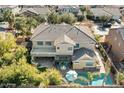 Two-story house, pool, and backyard visible from above at 18456 E Superstition Dr, Queen Creek, AZ 85142