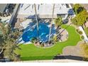 Aerial view showcasing the expansive backyard oasis with a pool at 8709 E Irish Hunter Trl, Scottsdale, AZ 85258