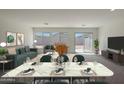 Bright dining room with marble table and view of backyard at 1337 W Inca Dr, Coolidge, AZ 85128