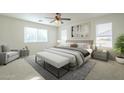 Serene main bedroom with soft lighting, a cozy armchair, and ample natural light, creating a restful atmosphere at 4933 E Meadow Mist Ln, San Tan Valley, AZ 85140